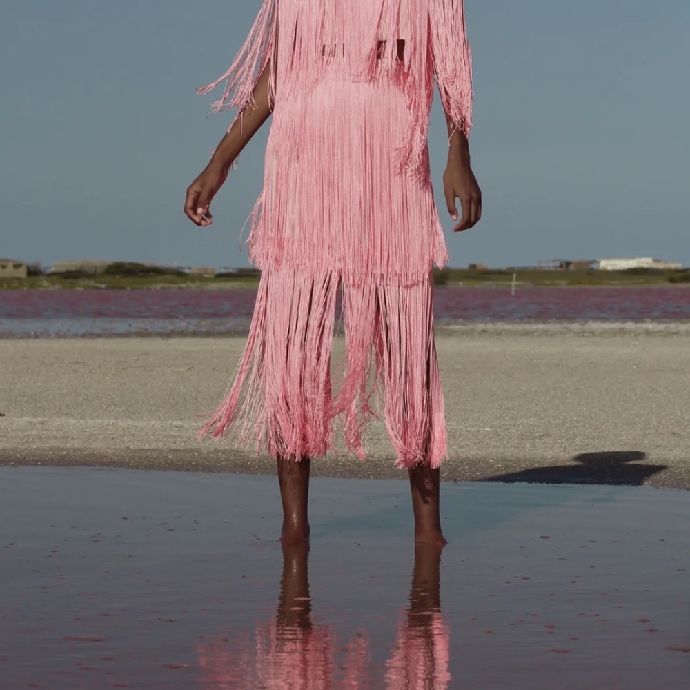 No Pise Le Grama Pink Fringed Maxi Sol Skirt - Size 6 - New with Tags NWT fringe - Picture 13 of 15